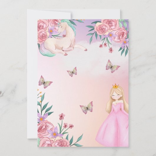 Magical Fairytale Princess Unicorn 招待状 (裏面)