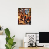 Magical Family Christmas Poster with Border Collie ポスター (ホームオフィス)