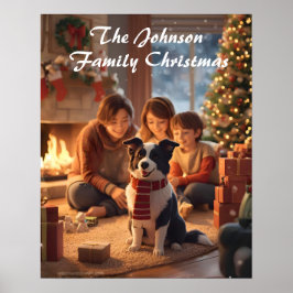 Magical Family Christmas Poster with Border Collie ポスター