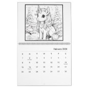 Magical Fantasy Unicorn Coloring Calendar カレンダー (2月 2026)