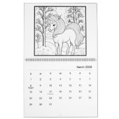 Magical Fantasy Unicorn Coloring Calendar カレンダー (3月 2026)