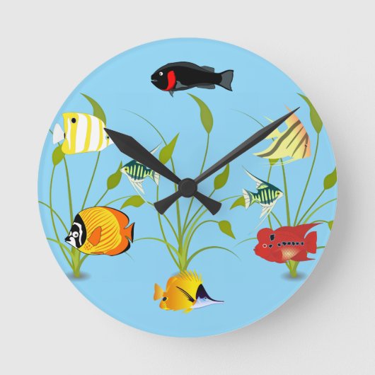 Magical Fish and Plants Ocean Round Clock ラウンド壁時計 (正面)