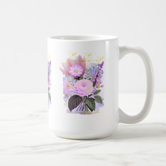 Magical Floral Bouquet in Golden Frame コーヒーマグカップ (右)