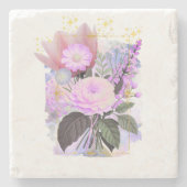 Magical Floral Bouquet in Golden Frame ストーンコースター (正面)