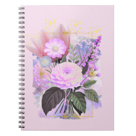 Magical Floral Bouquet in Golden Frame ノートブック