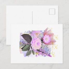 Magical Floral Bouquet in Golden Frame ポストカード