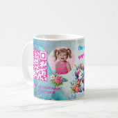 Magical Floral Unicon Kids Birthday Barcode Favor コーヒーマグカップ (正面左)