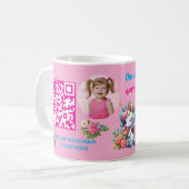 Magical Floral Unicon Kids Birthday Barcode Favor コーヒーマグカップ (正面左)