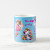 Magical Floral Unicon Kids Birthday Barcode Favor コーヒーマグカップ (中央)