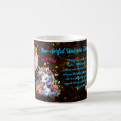 Magical Floral Unicon Kids Birthday Barcode Favor コーヒーマグカップ (正面右)