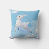 Magical Flying Deer Pillow - Dreamy Pastel Design  クッション (正面)
