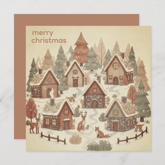Magical Forest Boho Christmas シーズンカード (正面/裏面)