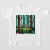 Magical forest scene with two reindeer tシャツ (レイダウン)