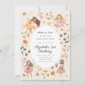 Magical Garden Floral Fairy Birthday Party 招待状 (正面)