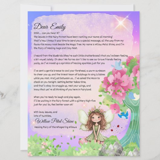 Magical Get Well Fairy Keepsake Letter For Kids (正面)