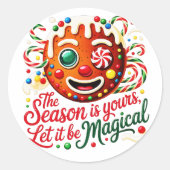 Magical Gingerbread Man Christmas Sticker ラウンドシール (正面)