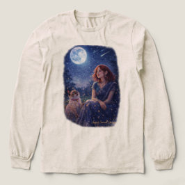 Magical Girl and Kitten - Starry Night Dream Cat トライブレンドＴシャツ