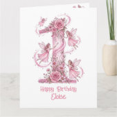 Magical Girl's Pink Fairy 1st Birthday カード (正面)
