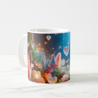 Magical Glowing Flowers Heart Garden  コーヒーマグカップ
