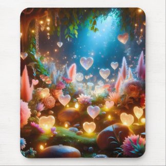 Magical Glowing Flowers Heart Garden  マウスパッド