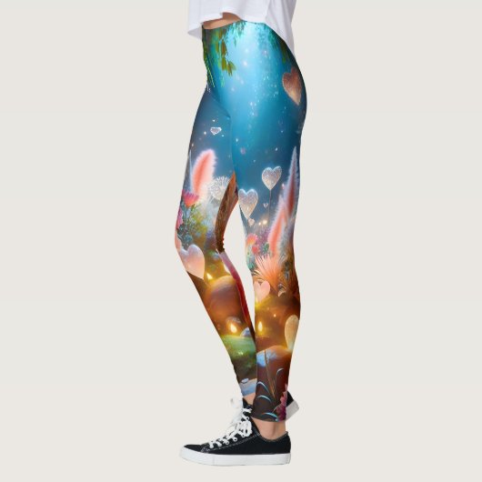 Magical Glowing Flowers Heart Garden  レギンス (左)