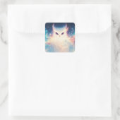 Magical Glowing White Fantasy Owl スクエアシール (バッグ)