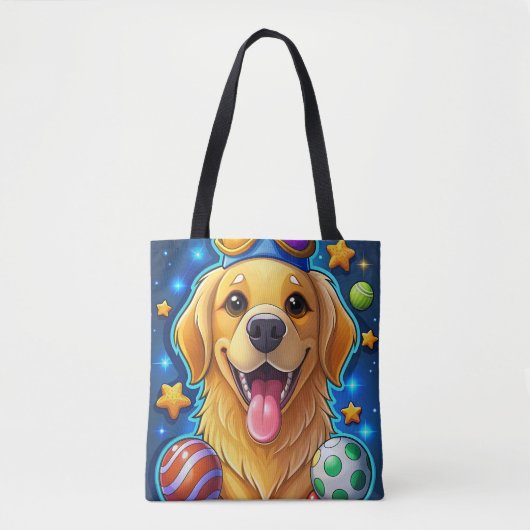 Magical Golden Retriever Puppy with Stars トートバッグ (正面)