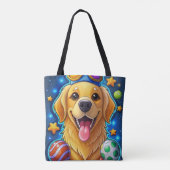 Magical Golden Retriever Puppy with Stars トートバッグ (裏面)