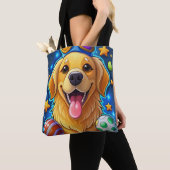 Magical Golden Retriever Puppy with Stars トートバッグ (クローズアップ)