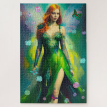 Magical Green Irish Woodland Fairy and Butterflies