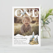 Magical Hogwarts Owl First PhotoPop Birthday  招待状 (スタンド正面)