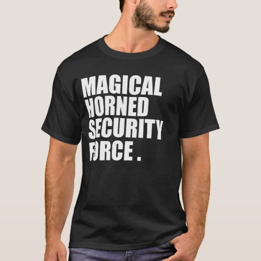 Magical Horned Security Force Funny Halloween Tシャツ (正面)