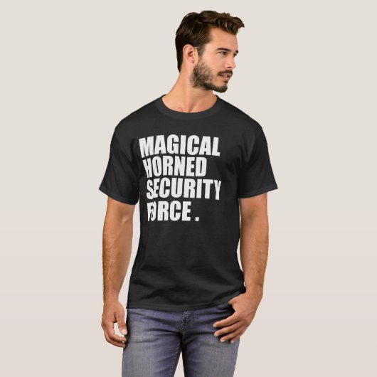 Magical Horned Security Force Funny Halloween Tシャツ (正面フル)