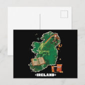 Magical Ireland Map Leprechaun Rainbow ポストカード (正面/裏面)