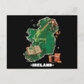 Magical Ireland Map Leprechaun Rainbow ポストカード (正面)