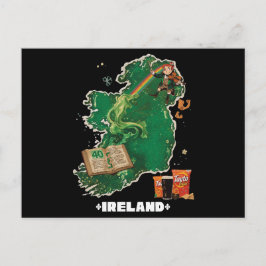 Magical Ireland Map Leprechaun Rainbow ポストカード