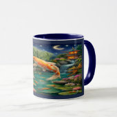 Magical Koi Fish Zen Garden Night Mug マグカップ (正面右)