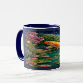 Magical Koi Fish Zen Garden Night Mug マグカップ