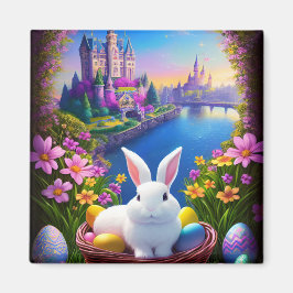 Magical landscape with rabbit and magical castles マグネット