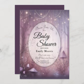 Magical Lavender Fairy Lights Baby Shower 招待状 (正面/裏面)