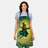 Magical Leprechaun St. Patrick’s Day Art エプロン (着用した状態)