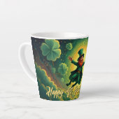 Magical Leprechaun St. Patrick’s Day Art カフェラテマグ (左アングル)