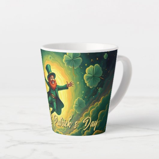 Magical Leprechaun St. Patrick’s Day Art カフェラテマグ (右アングル)
