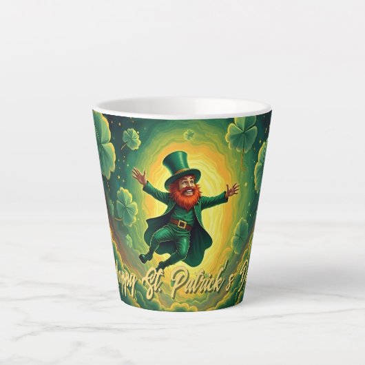 Magical Leprechaun St. Patrick’s Day Art カフェラテマグ (正面)