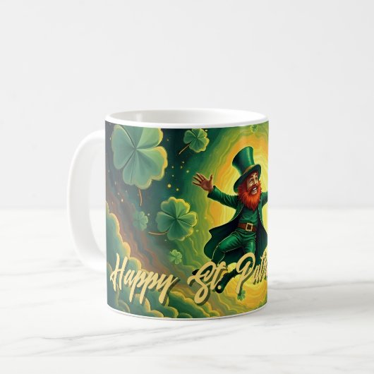 Magical Leprechaun St. Patrick’s Day Art コーヒーマグカップ (正面左)