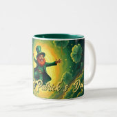 Magical Leprechaun St. Patrick’s Day Art ツートーンマグカップ (正面右)