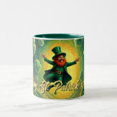 Magical Leprechaun St. Patrick’s Day Art ツートーンマグカップ (中央)