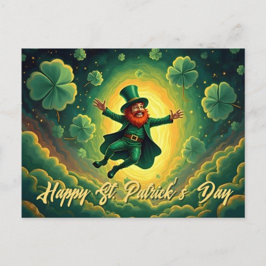 Magical Leprechaun St. Patrick’s Day Art ポストカード (正面)