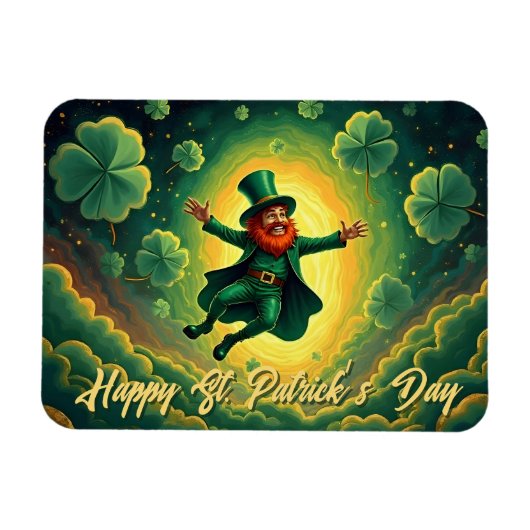 Magical Leprechaun St. Patrick’s Day Art マグネット (横)