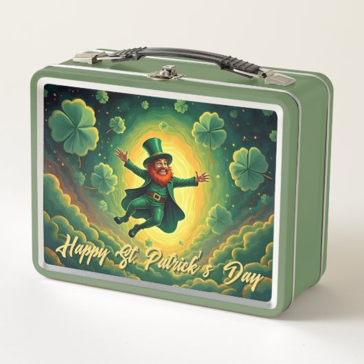 Magical Leprechaun St. Patrick’s Day Art メタルランチボックス (正面)